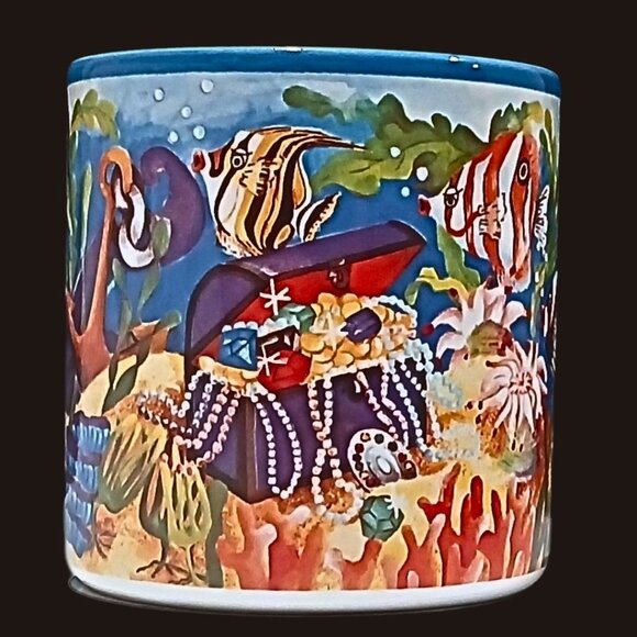 Coffee Mug White Multi Art Aquatic Ocean Life Fish Sea Animal Colorful Cup - Picture 4 of 7